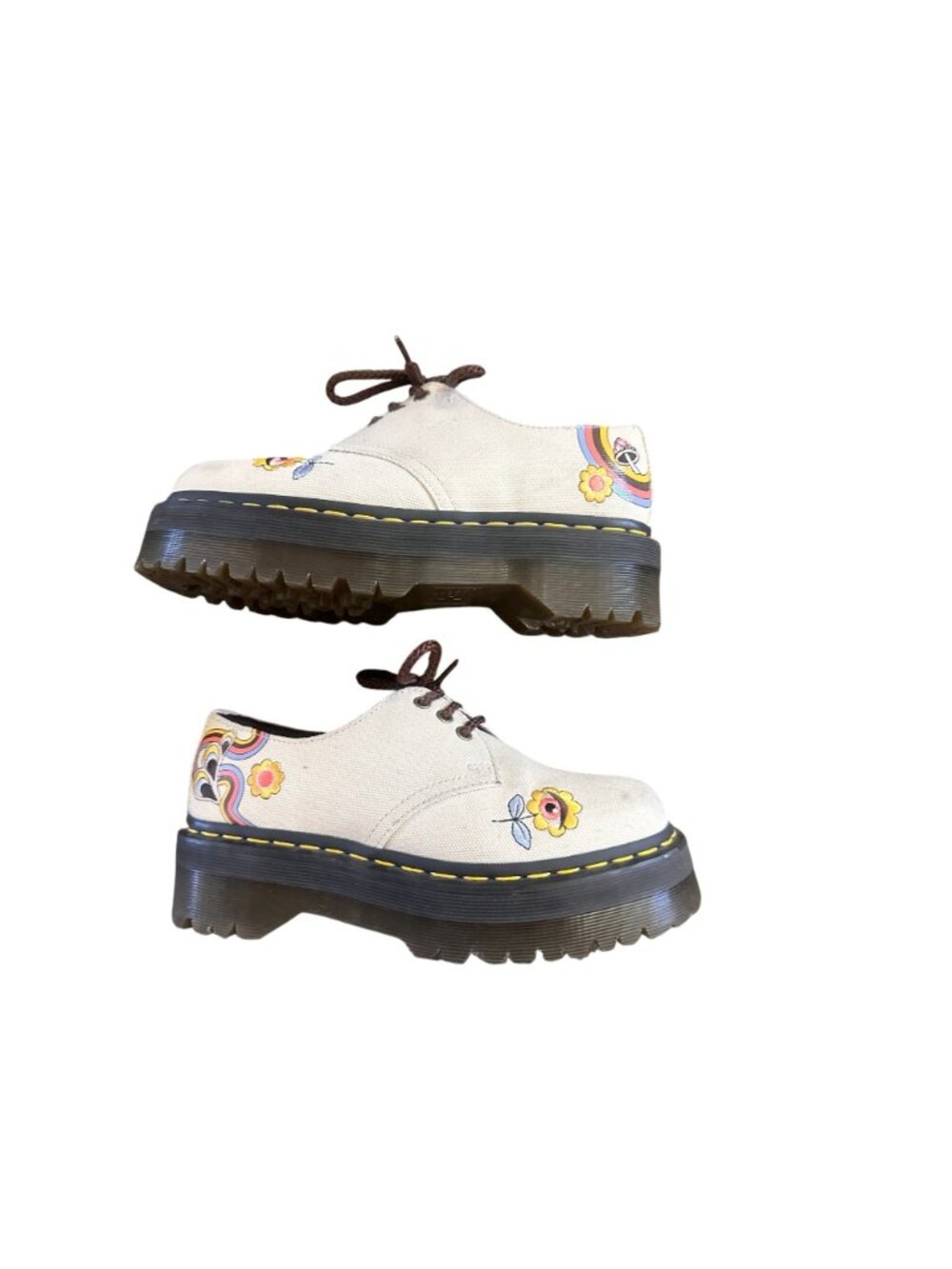 Dr Martens 1461 Quad Retro Ray Canvas Platform Oxford Shoes Womens 8 Embroidery - Picture 14 of 16